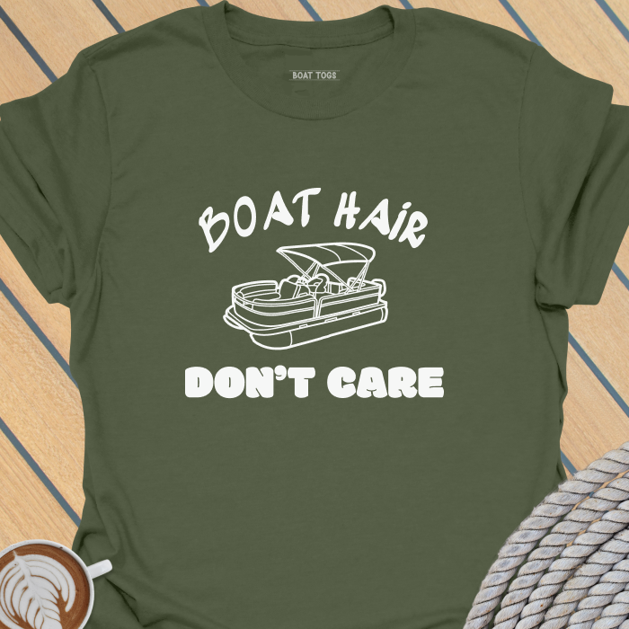 Boat hair don't care - pontoon T-shirt