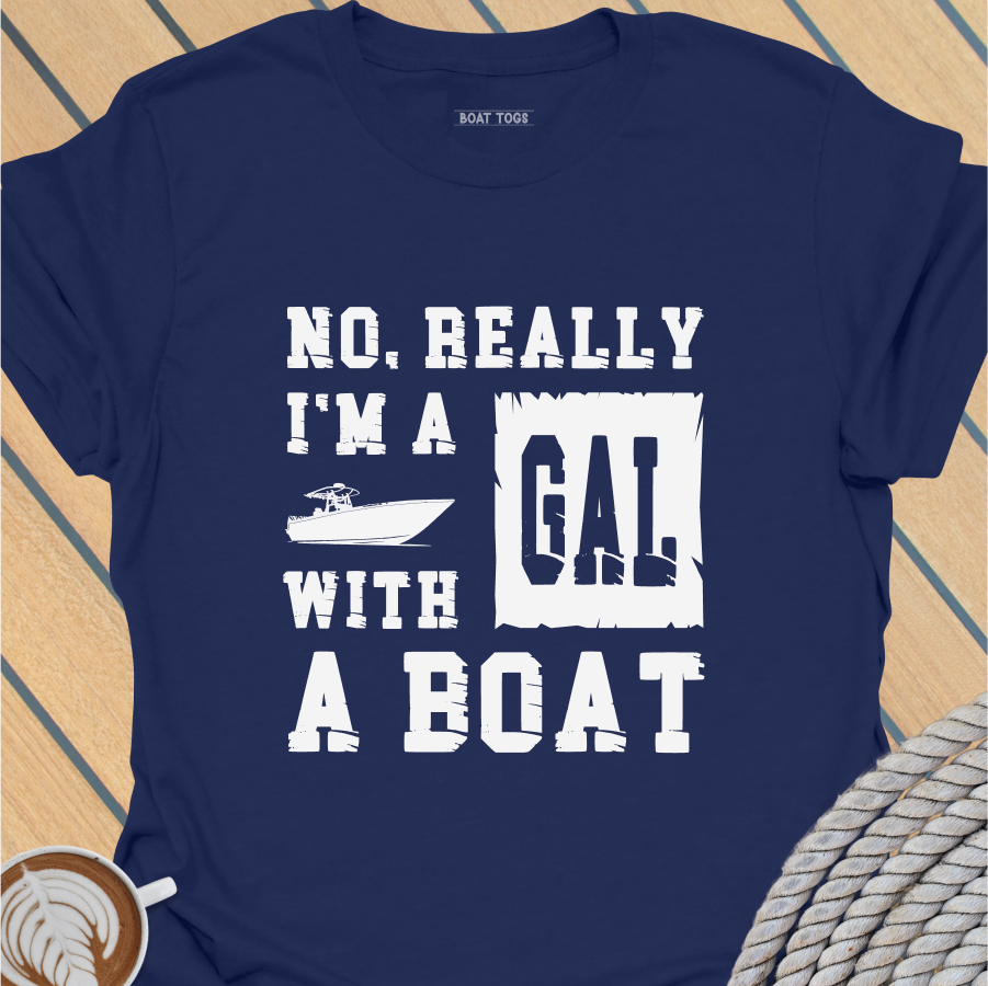Gal with a boat T-shirt