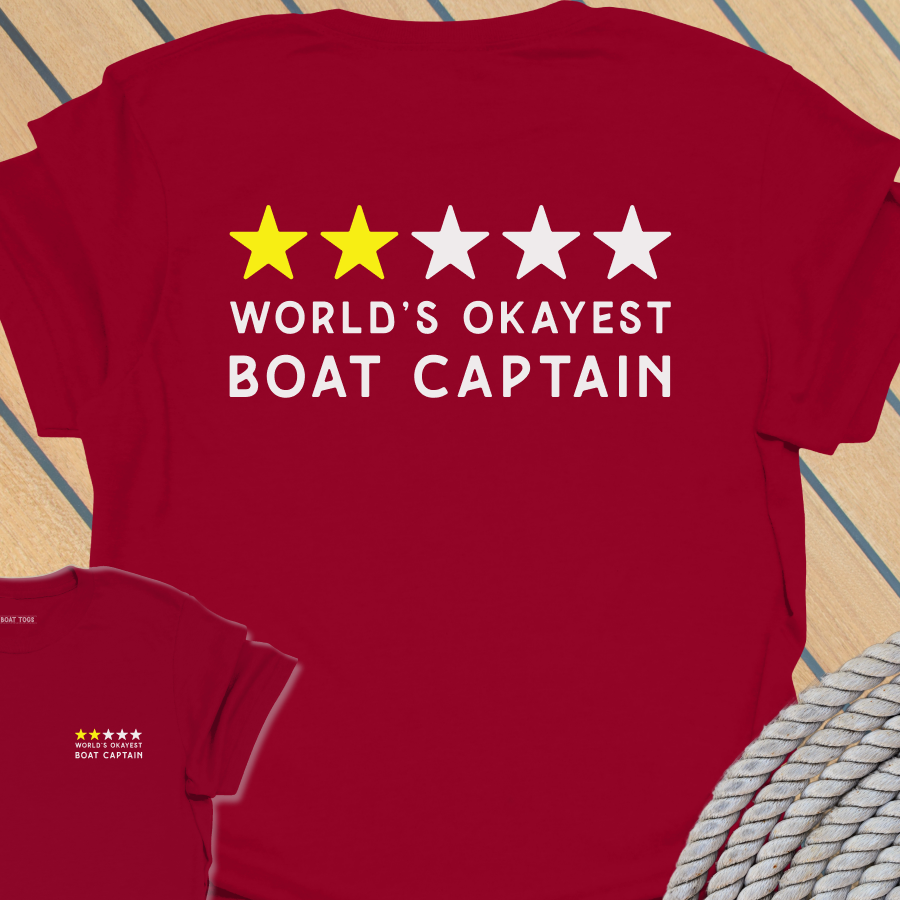 World's okayest boat captain T-shirt (BACK PRINT)