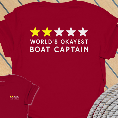 World's okayest boat captain T-shirt (BACK PRINT)