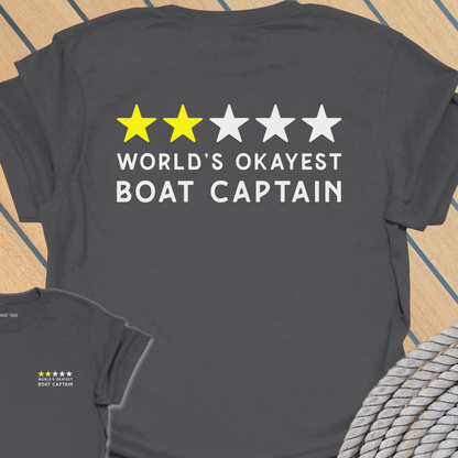 World's okayest boat captain T-shirt (BACK PRINT)