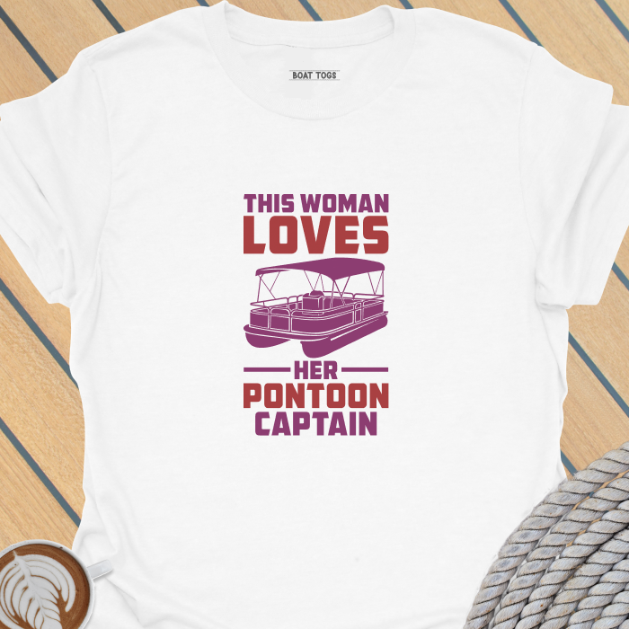 Woman loves pontoon captain T-shirt