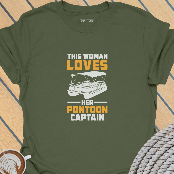 Woman loves pontoon captain T-shirt