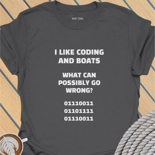 Coding and boats (SOS in binary) T-shirt