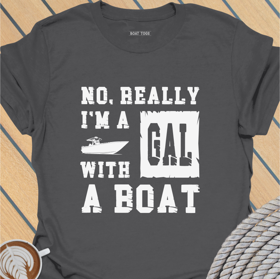 Gal with a boat T-shirt