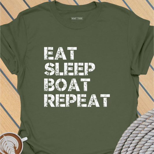 Eat Sleep Boat Repeat T-shirt