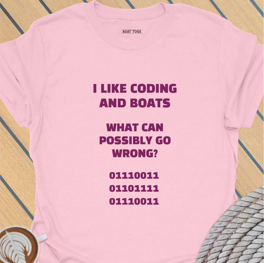 Coding and boats (SOS in binary) T-shirt
