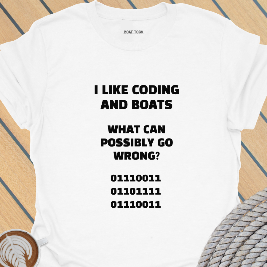 Coding and boats (SOS in binary) T-shirt