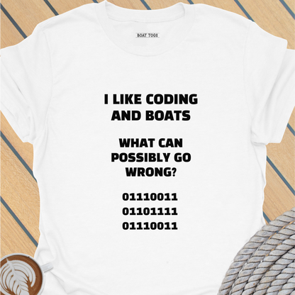 Coding and boats (SOS in binary) T-shirt