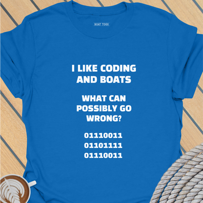 Coding and boats (SOS in binary) T-shirt