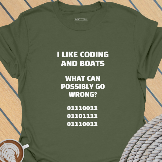 Coding and boats (SOS in binary) T-shirt