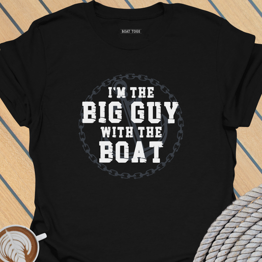 Big guy with the boat T-shirt