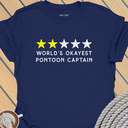 Worlds okayest pontoon captain T-shirt
