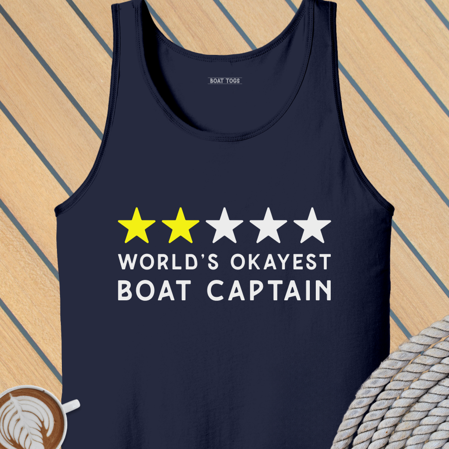 World's okayest boat Tank (Front print)