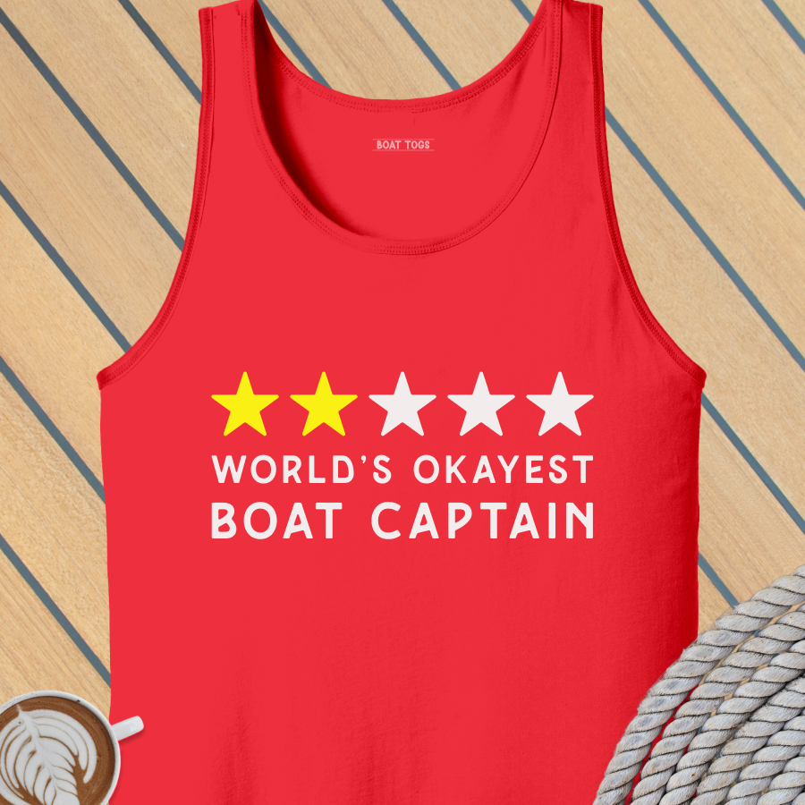 World's okayest boat Tank (Front print)