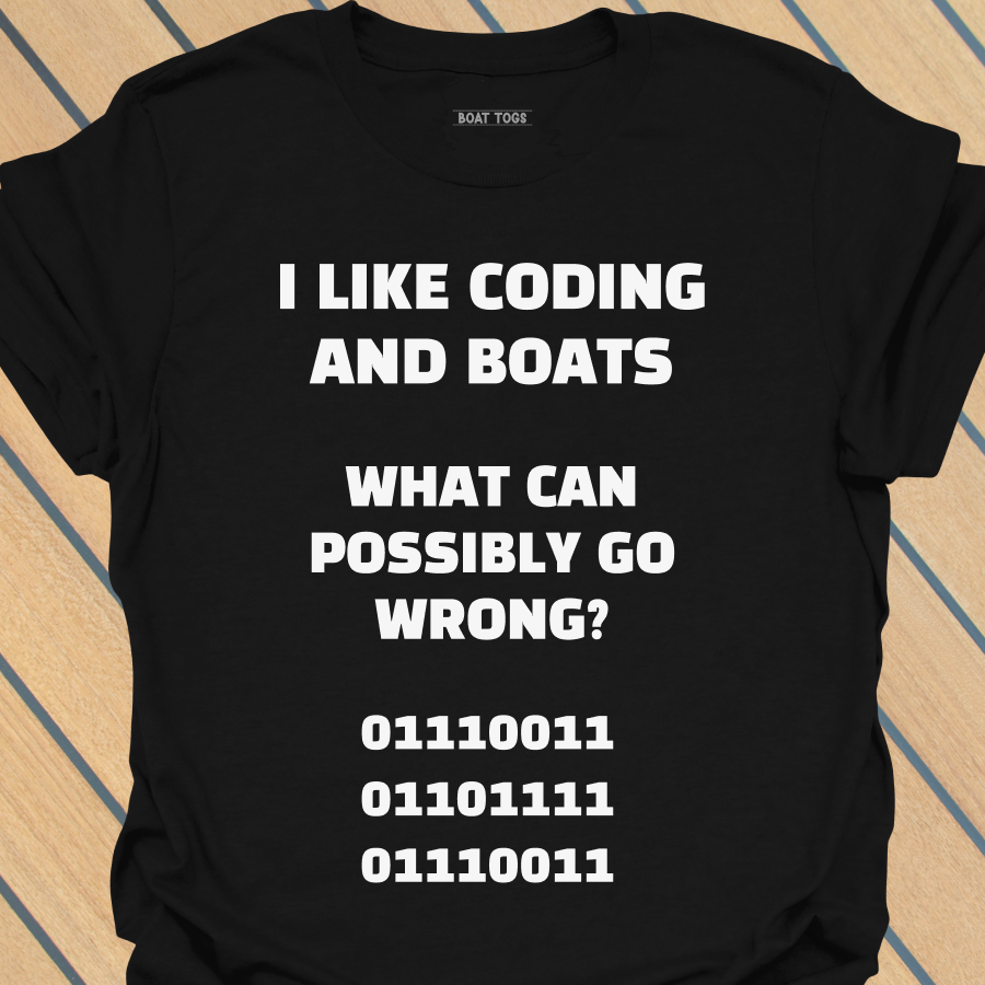 Coding and boats (SOS in binary) T-shirt