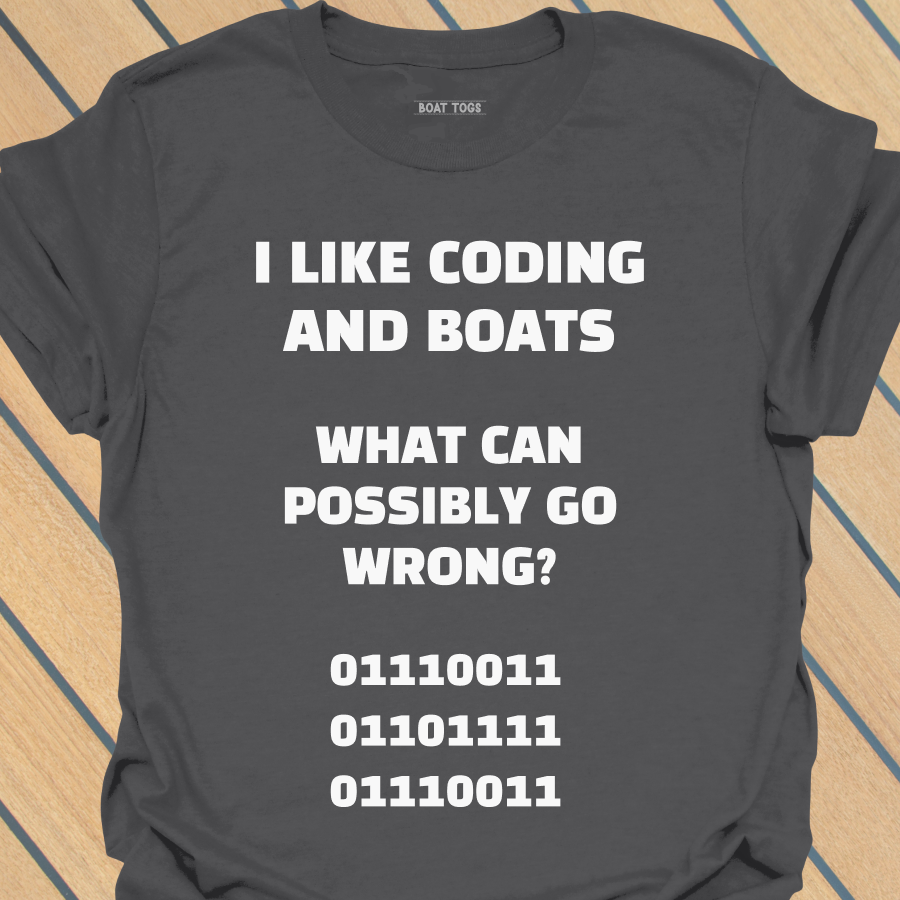 Coding and boats (SOS in binary) T-shirt