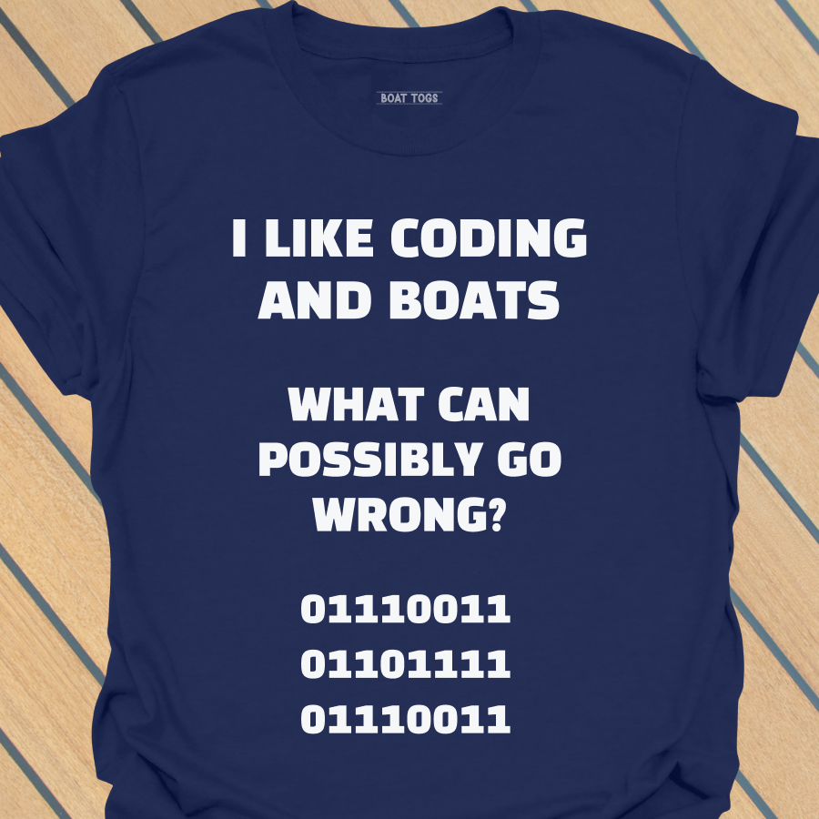 Coding and boats (SOS in binary) T-shirt