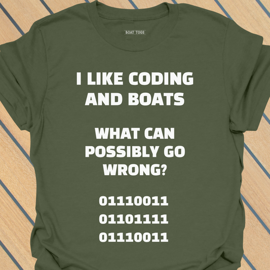 Coding and boats (SOS in binary) T-shirt