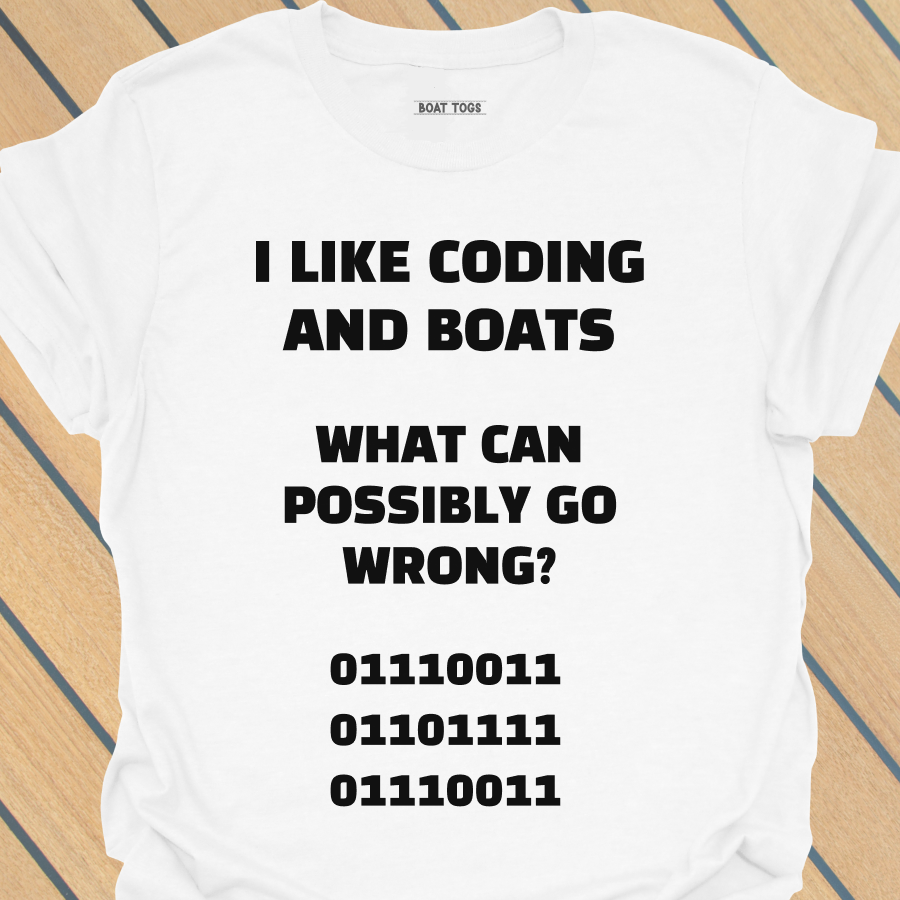 Coding and boats (SOS in binary) T-shirt