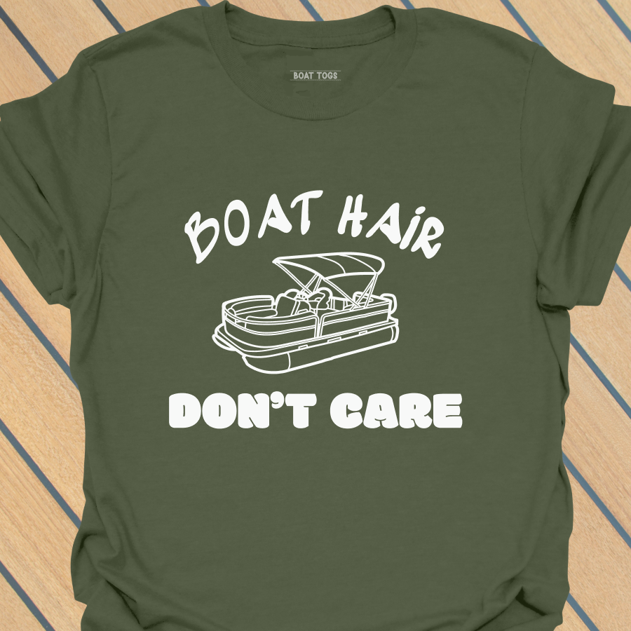 Boat hair don't care - pontoon T-shirt