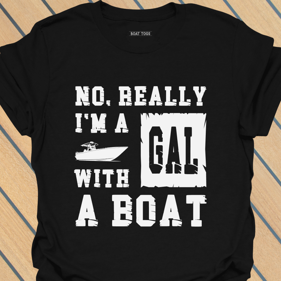 Gal with a boat T-shirt