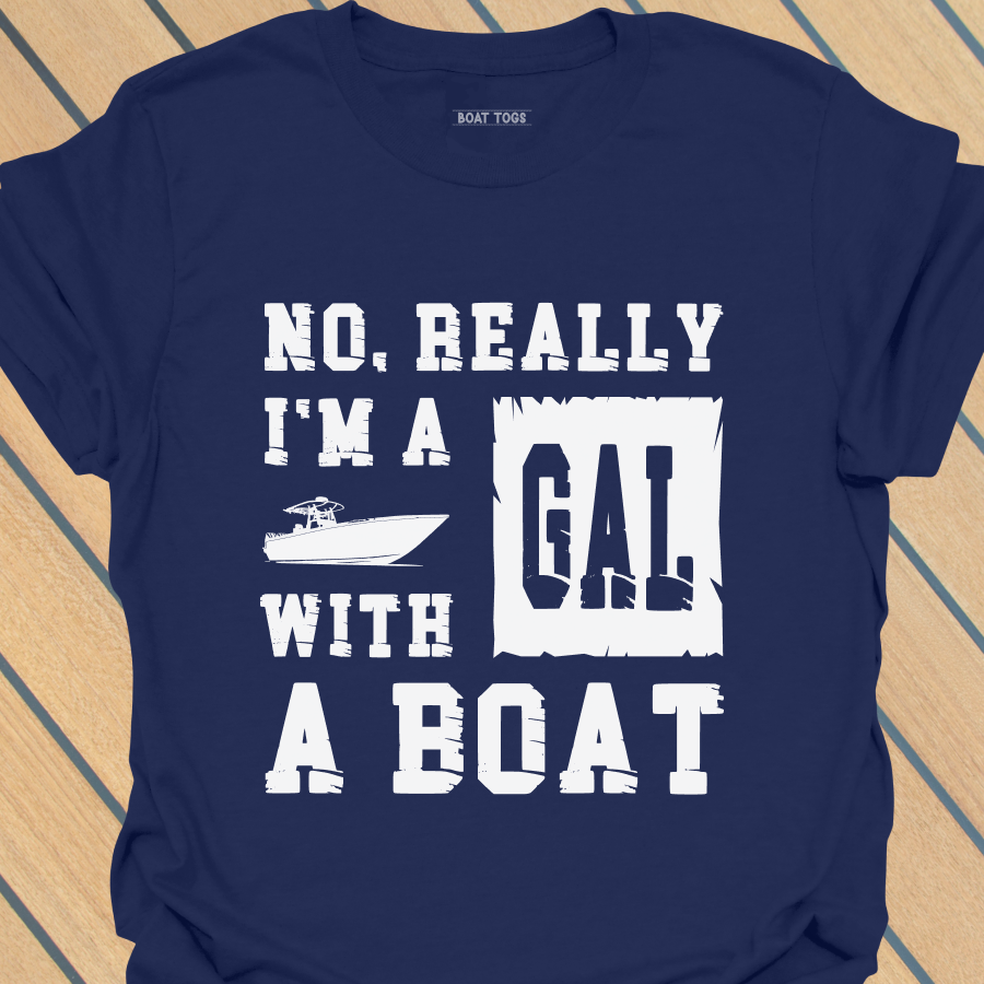 Gal with a boat T-shirt