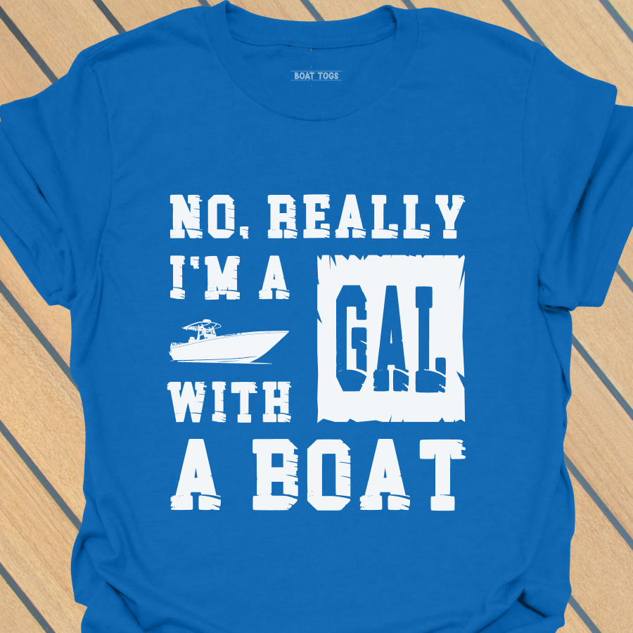 Gal with a boat T-shirt