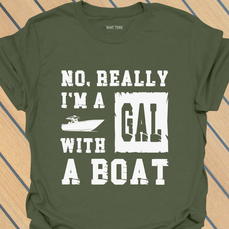 Gal with a boat T-shirt