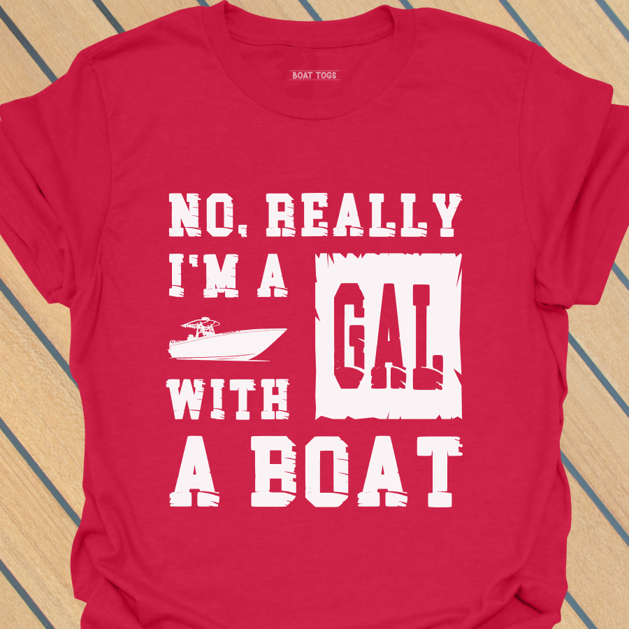 Gal with a boat T-shirt