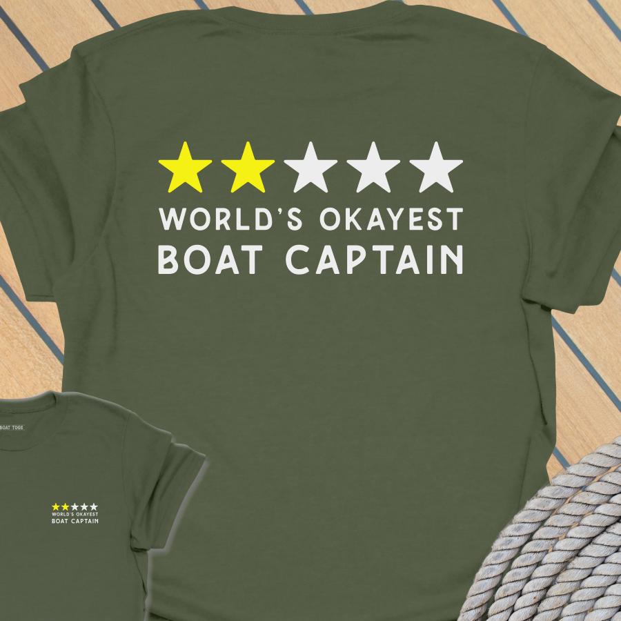 World's okayest boat captain T-shirt (BACK PRINT)